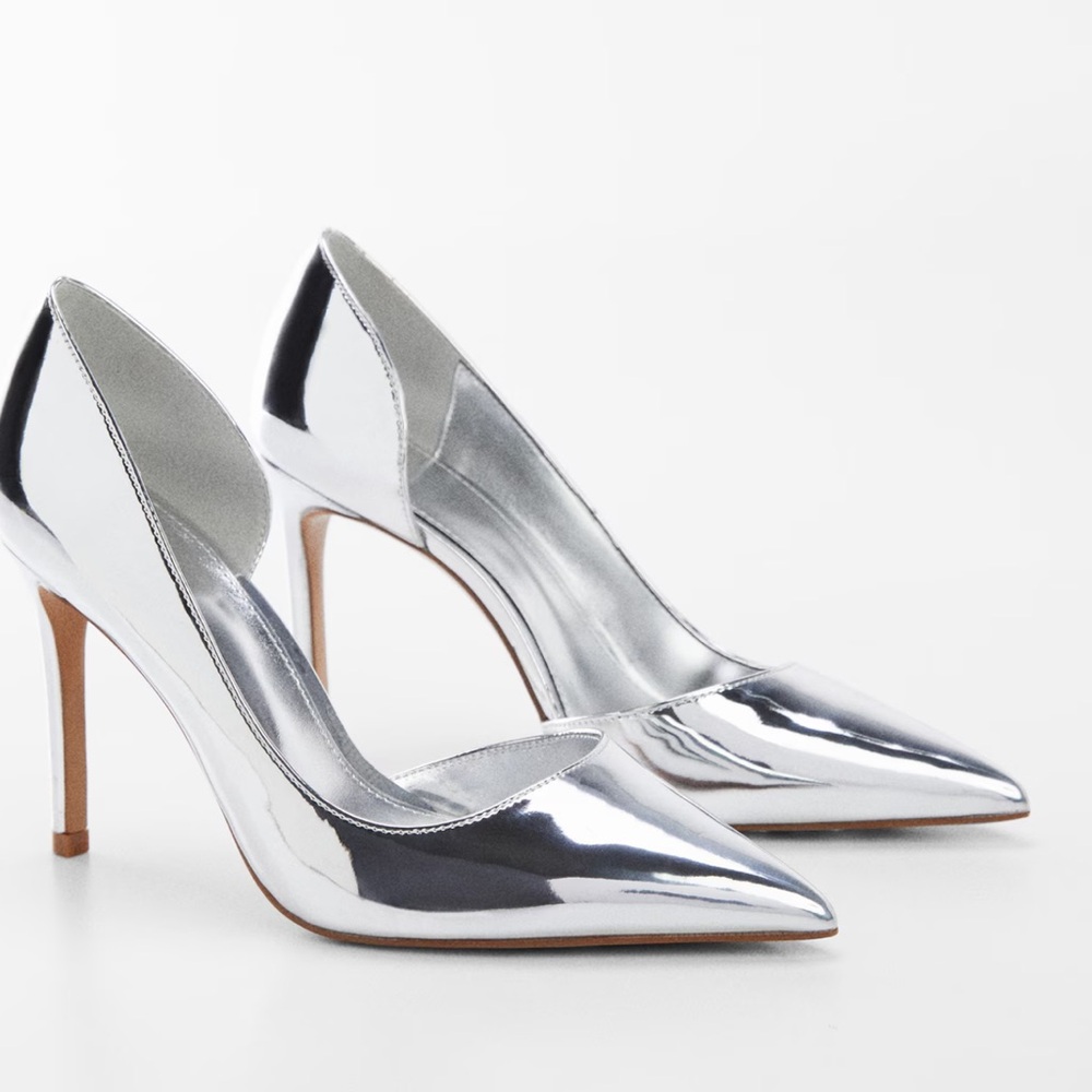 Mango Silver Asymmetrical Heels